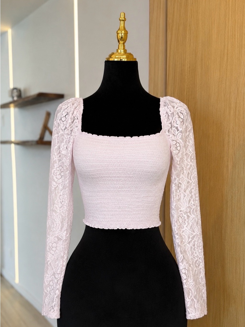Guess Coquette Balletcore Lace Long Sleeve Top | Soft Muse